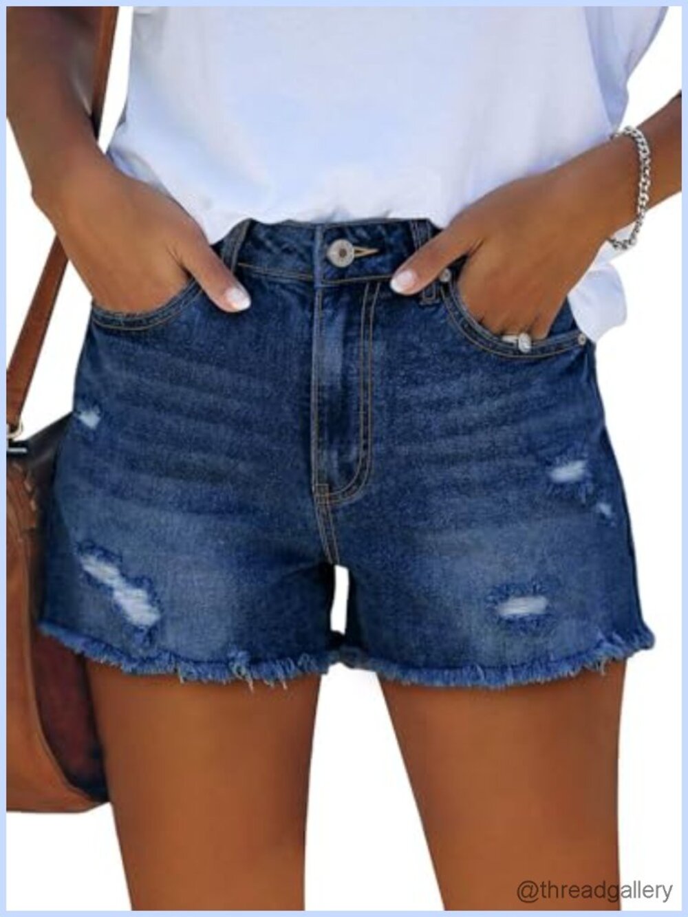Ripped Mid Rise Stretchy Denim Jean Shorts Distressed Casual Summer
